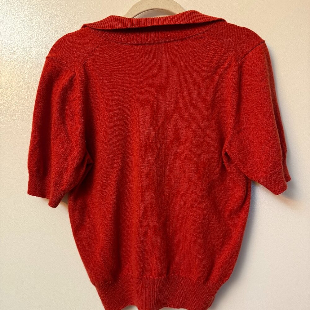 Reformation Louise Cashmere Polo Sweater Red - Size M - Picture 3 of 6